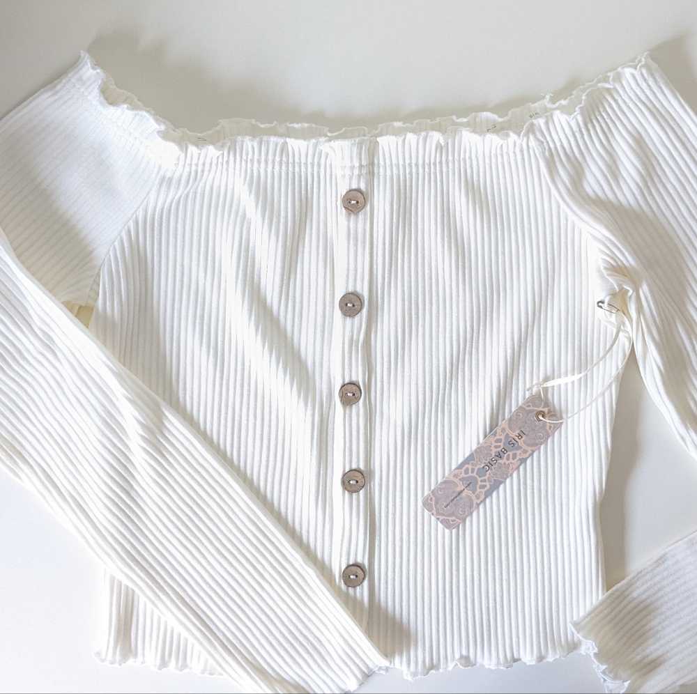 Iris Off The Shoulder Ribbed Long Sleeve Top